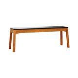 Banco 2 Lugares Áustria Madeira Maciça Assento Mdf Laqueado Amêndoa/preto