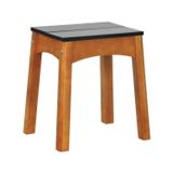 Banco Médio Áustria Madeira Maciça Assento Mdf Laqueado Amêndoa/preto