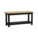 Banco Sapateira Viena Madeira Maciça Assento Madeira Preto/natural