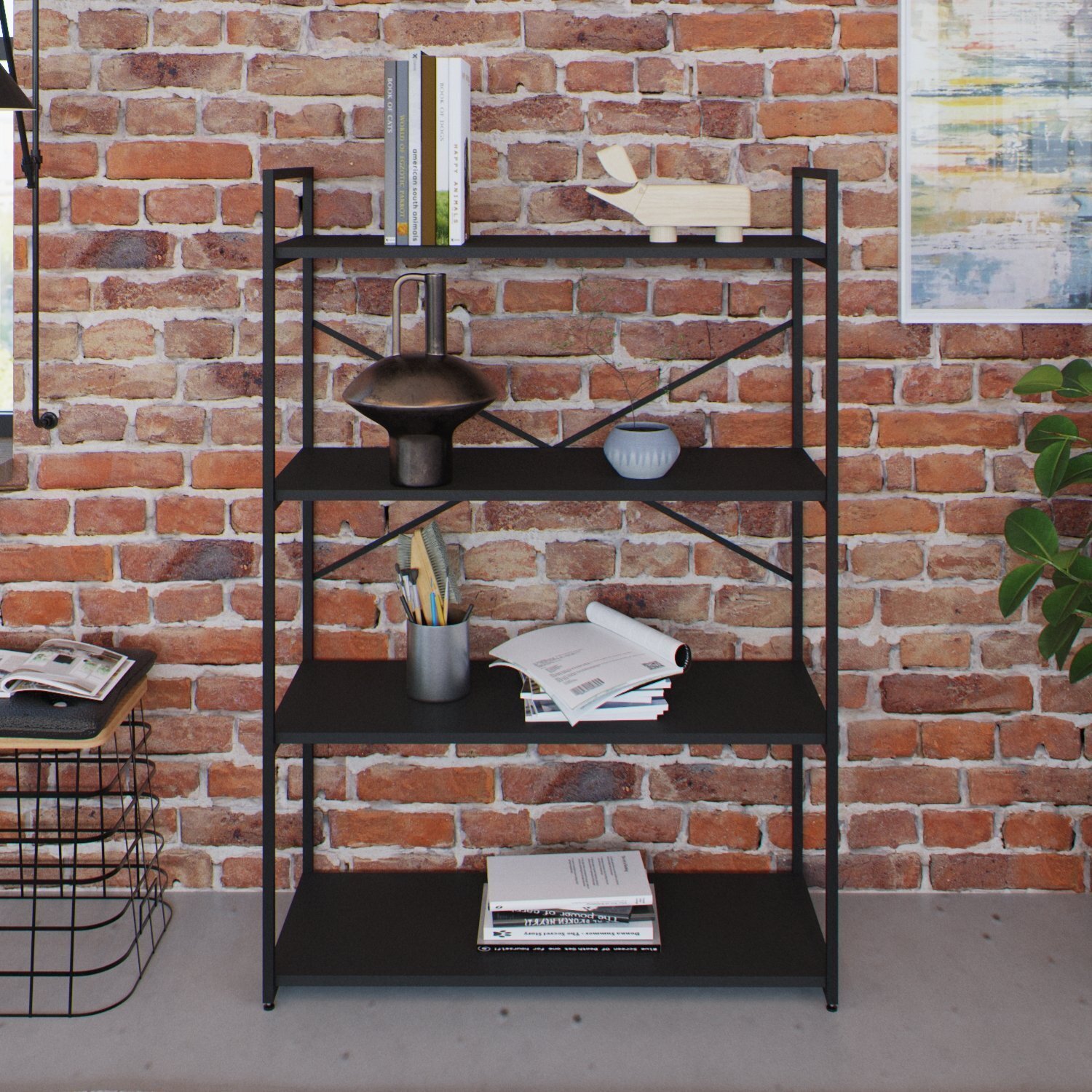 Estante Com 4 Prateleiras 118x80x33cm Yon Preto