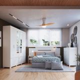 Quarto De Casal 3 Peças 1 Guarda Roupa 1 Cômoda 1 Cabeceira Fabi Espresso Móveis