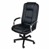 Cadeira De Escritório Presidente Em Corino Base Preta Euro Ergo Decor Preto