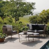 Conjunto Jardim 1 Sofá 1 Poltrona 1 Mesa Baixa 1 Mesa Centro Alta Refúgio Cabecasa Madeiramadeira Champanhe/cinza Mesclado