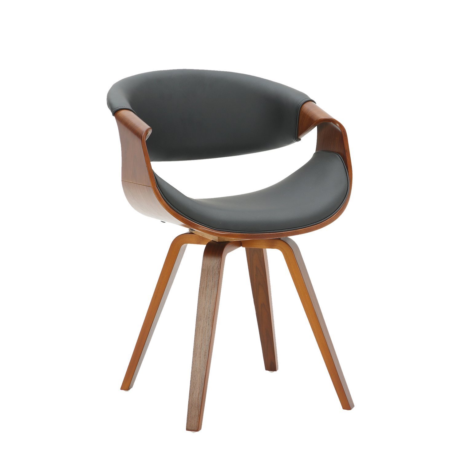 Cadeira Estofada Madeira Couro Nicole Espresso Móveis Preto