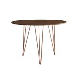 Mesa De Jantar Redonda 90cm Clips 3 Pés Base Cobre Amendoa