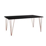Mesa De Jantar Industrial Clips De Ferro Cobre Tampo Retangular 135x75 Preto
