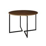 Mesa Jantar Industrial Redonda Base V Ferro Tampo 110cm Amendoa