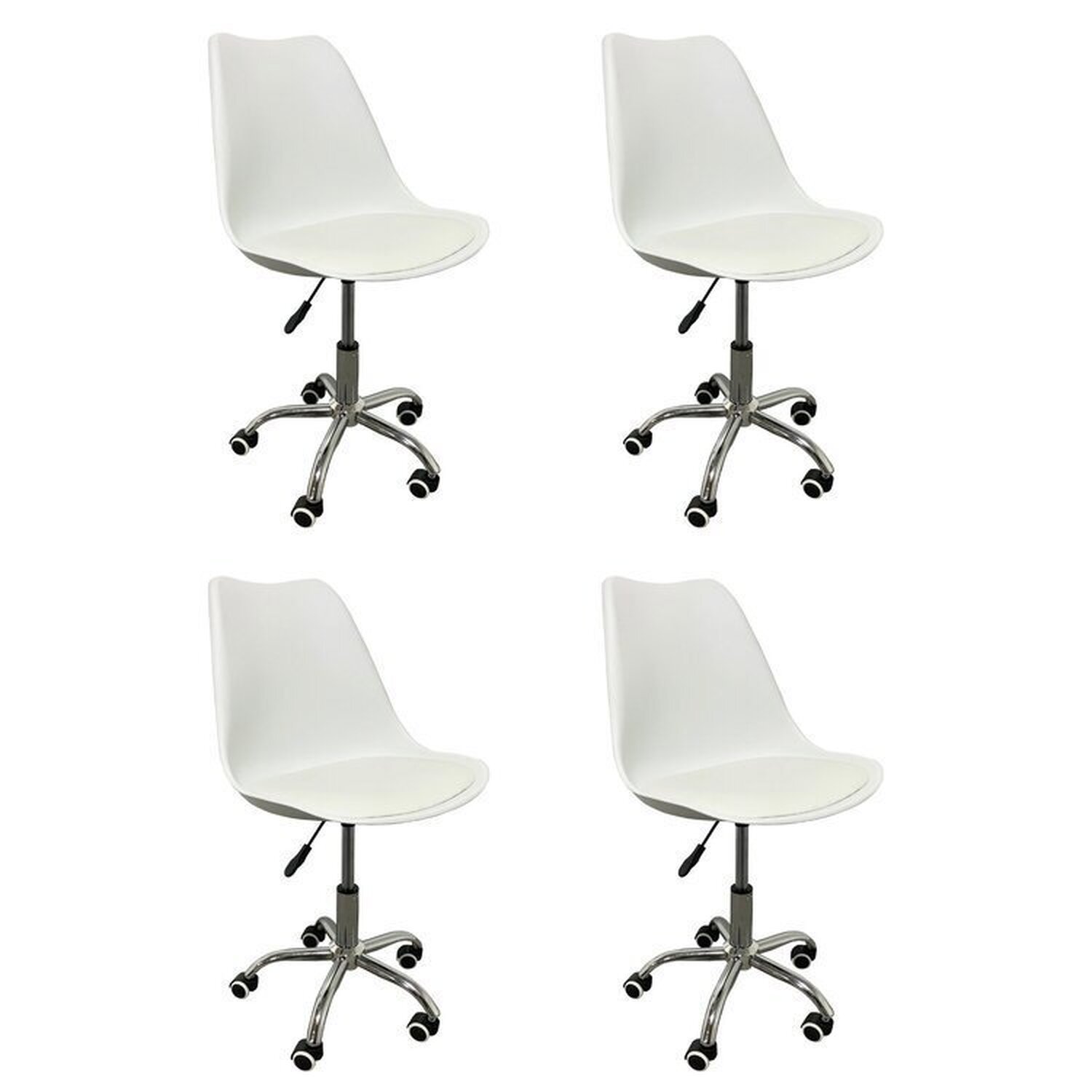 Kit 4 Cadeiras Para Escritório Secretária Decorativa Eames Chicago Branco