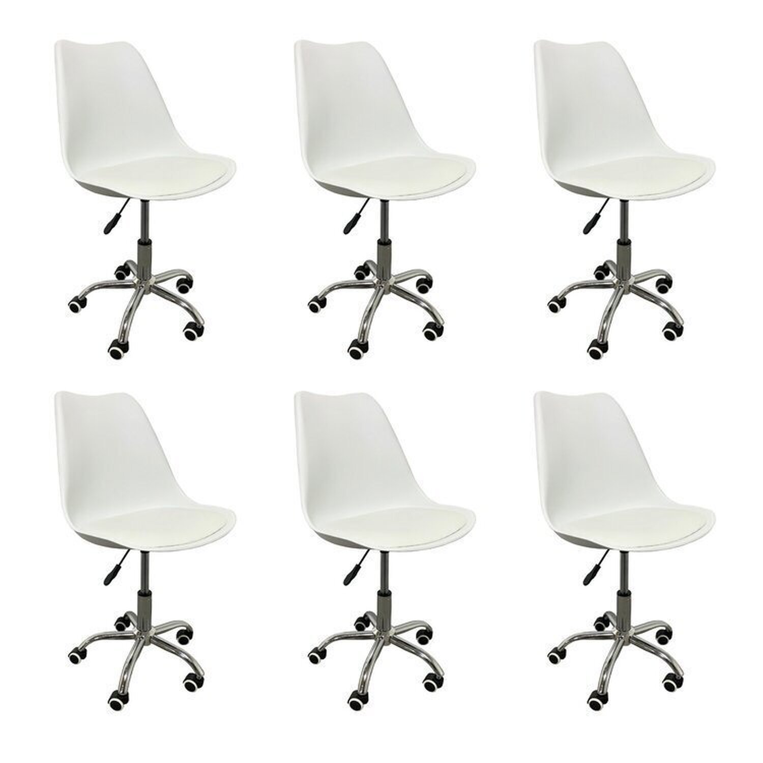 Kit 6 Cadeiras Para Escritório Secretária Decorativa Eames Chicago Branco