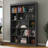 Estante Para Livros 4 Prateleiras 9 Nichos Home Office Espresso Móveis Grafite