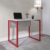 Mesa Para Escritório Industrial 90cm Pe25 Cinza/vermelho