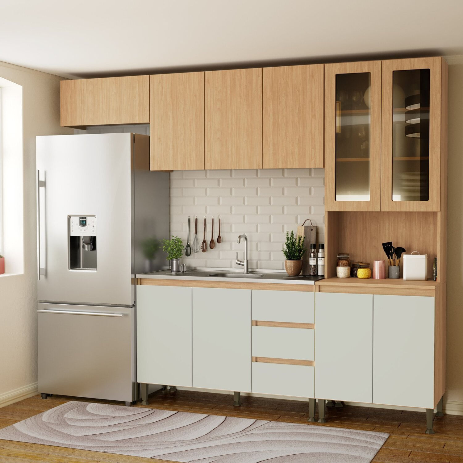 Cozinha Rebeca 04 - 2600 X 2200 X 520 Mel/off White