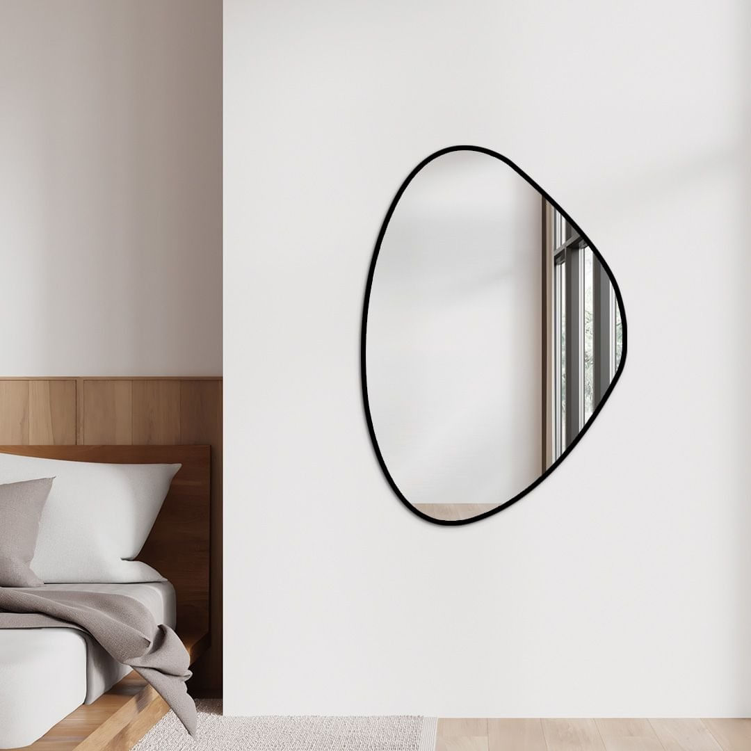 Espelho Decorativo Modelo Glamour 100x75cm De Parede Para Quarto, Sala, Camarim, Salão De Beleza Preto