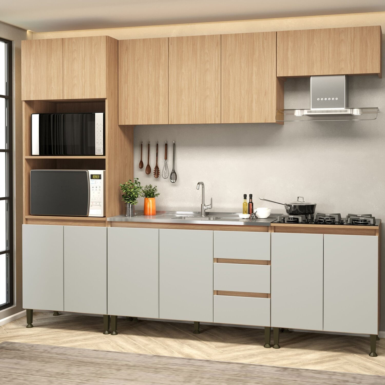 Cozinha Rebeca 03 - 2600 X 2200 X 520 Mel/off White