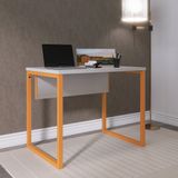 Mesa Para Escritório Industrial 90cm Pe25 Cinza/laranja Picasso