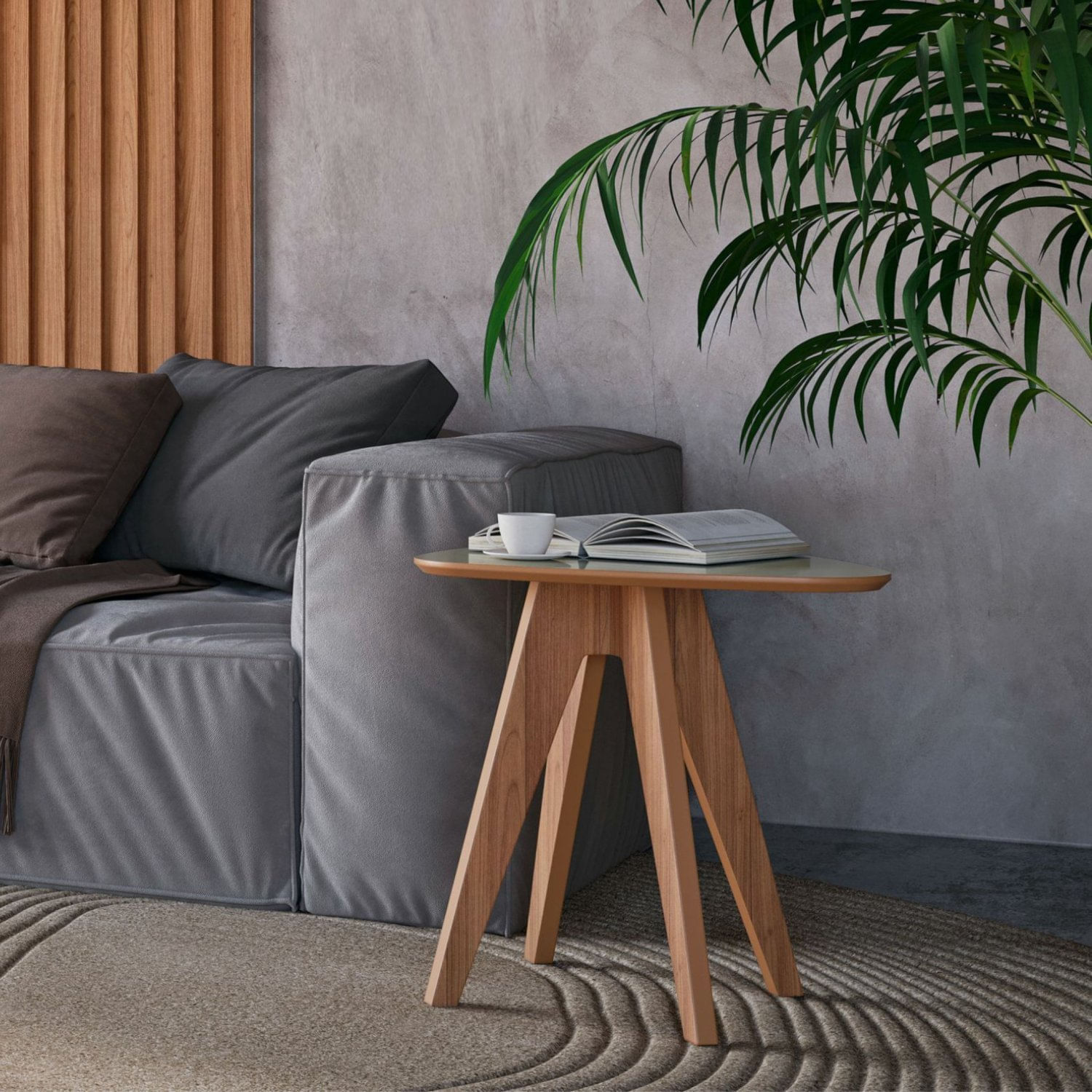 Mesa De Canto Orgânica 65cm Nature Dalla Costa Off White/freijó