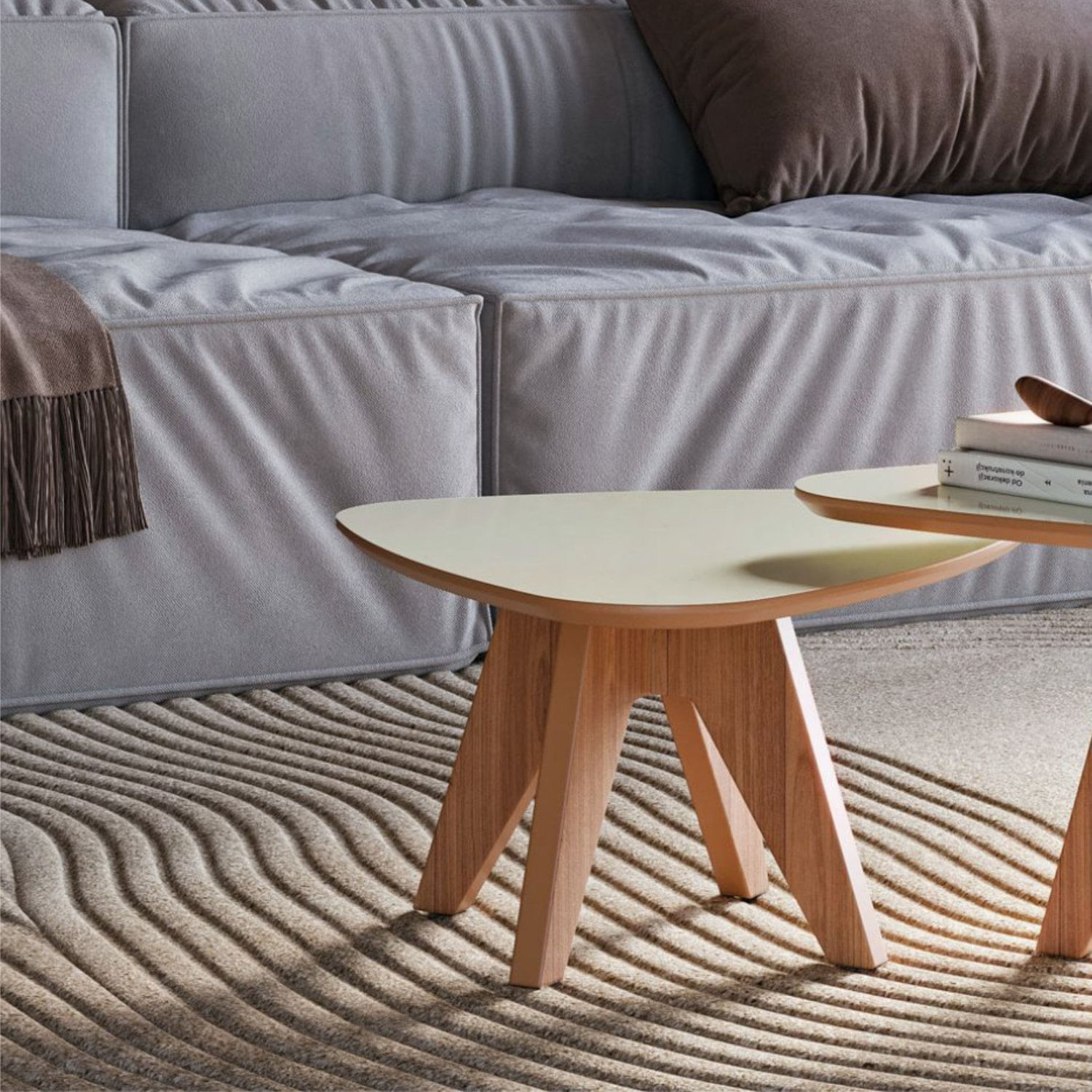 Mesa De Centro Orgânica 65cm Dalla Costa Off White/freijó