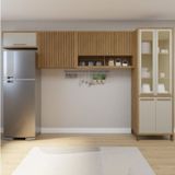 Cozinha Completa Torino Com Paneleiro Vidro Reflecta E 3 Armários Aéreos Cinamomo/off White