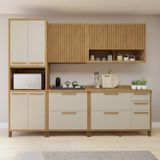 Cozinha Completa Torino Com 2 Aéreos, 2 Balcões E 1 Paneleiro Cinamomo/off White