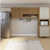 Cozinha Completa Torino Com Paneleiro E 3 Armáreos Aéreos Cinamomo/off White