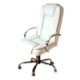 Cadeira De Escritório Presidente Em Corino Base Cromada Euro Ergo Decor Branco