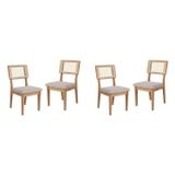 Conjunto 4 Cadeiras Para Sala De Jantar Ca35 Freijó/bege