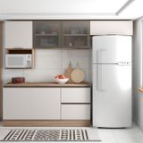 Cozinha Modulada Completa 6 Peças 6 Portas 3 Gavetas Com Portas Vidro Fumê Etna Carvalho Oak/off White