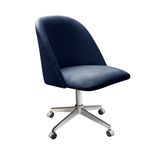 Poltrona Decorativa Gaia Giratória De Rodízio Para Sala, Quarto, Recepção Azul Marinho