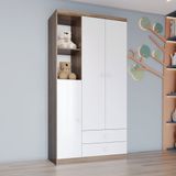 Guarda Roupa Infantil 3 Portas 2 Gavetas 2 Nichos Lápis De Cor Espresso Móveis Rústico/branco