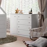 Cômoda Infantil 4 Gavetas 1 Porta Americana Nova York Espresso Móveis Branco Hp