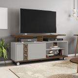 Rack Para Tv Até 52 Polegadas 5 Rodízios Topázio Ipê/off White