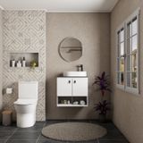 Gabinete Para Banheiro Com Tampo De Vidro Baru Branco
