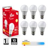 10 Lâmpada Led Bulbo A60 15w 3.000k Branca Quente Kian