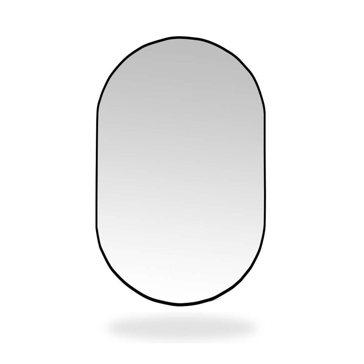 Espelho Decorativo Modelo Cápsula Formato Ovalado 50x80cm Para Sala Lavabo Quarto Preto