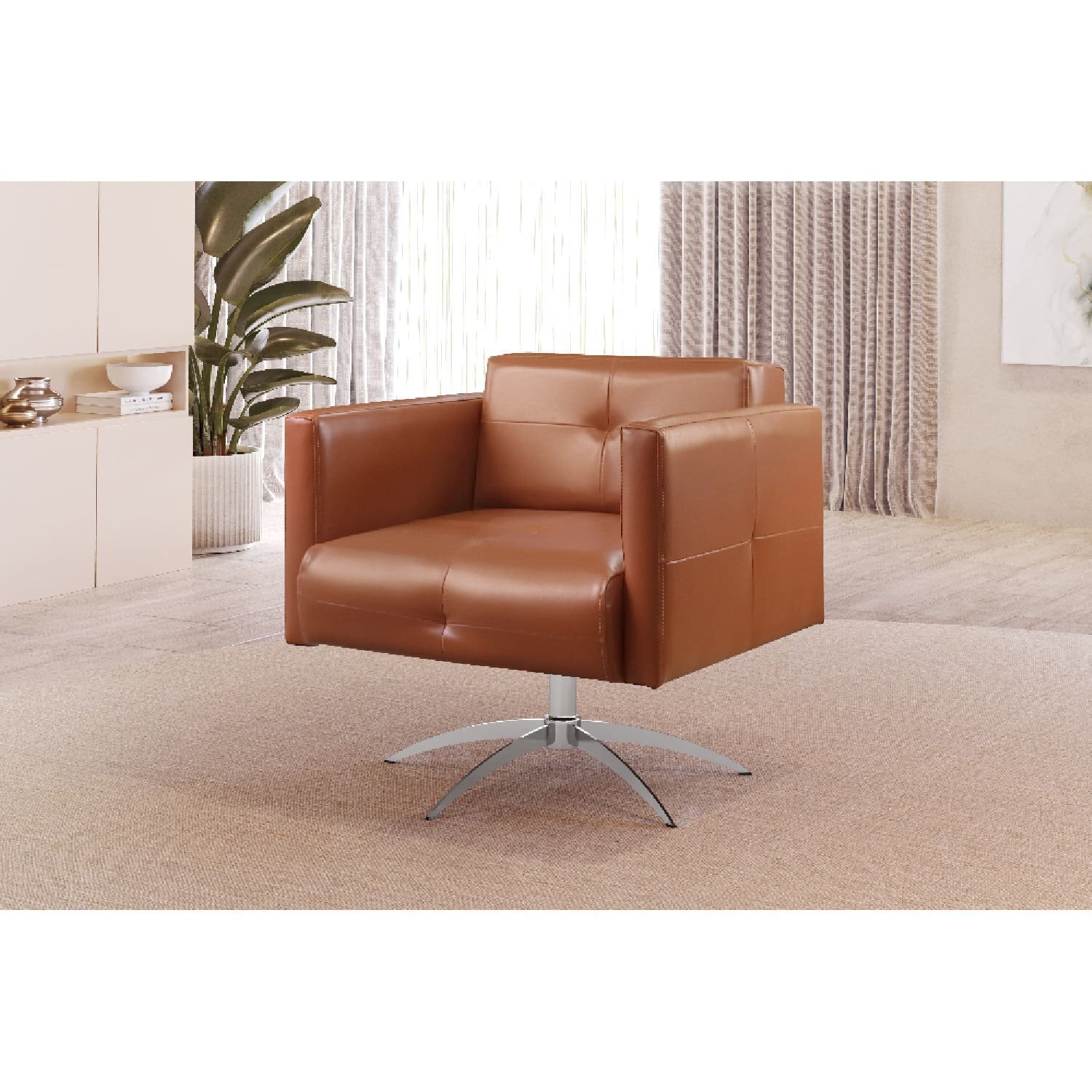 Poltrona Giratória Angra Base Alumínio Caramelo