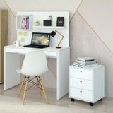 Kit 2 Peças Com Escrivaninha Moderna Com Painel E Nicho E Gaveteiro Organizador Com 3 Gavetas Branco