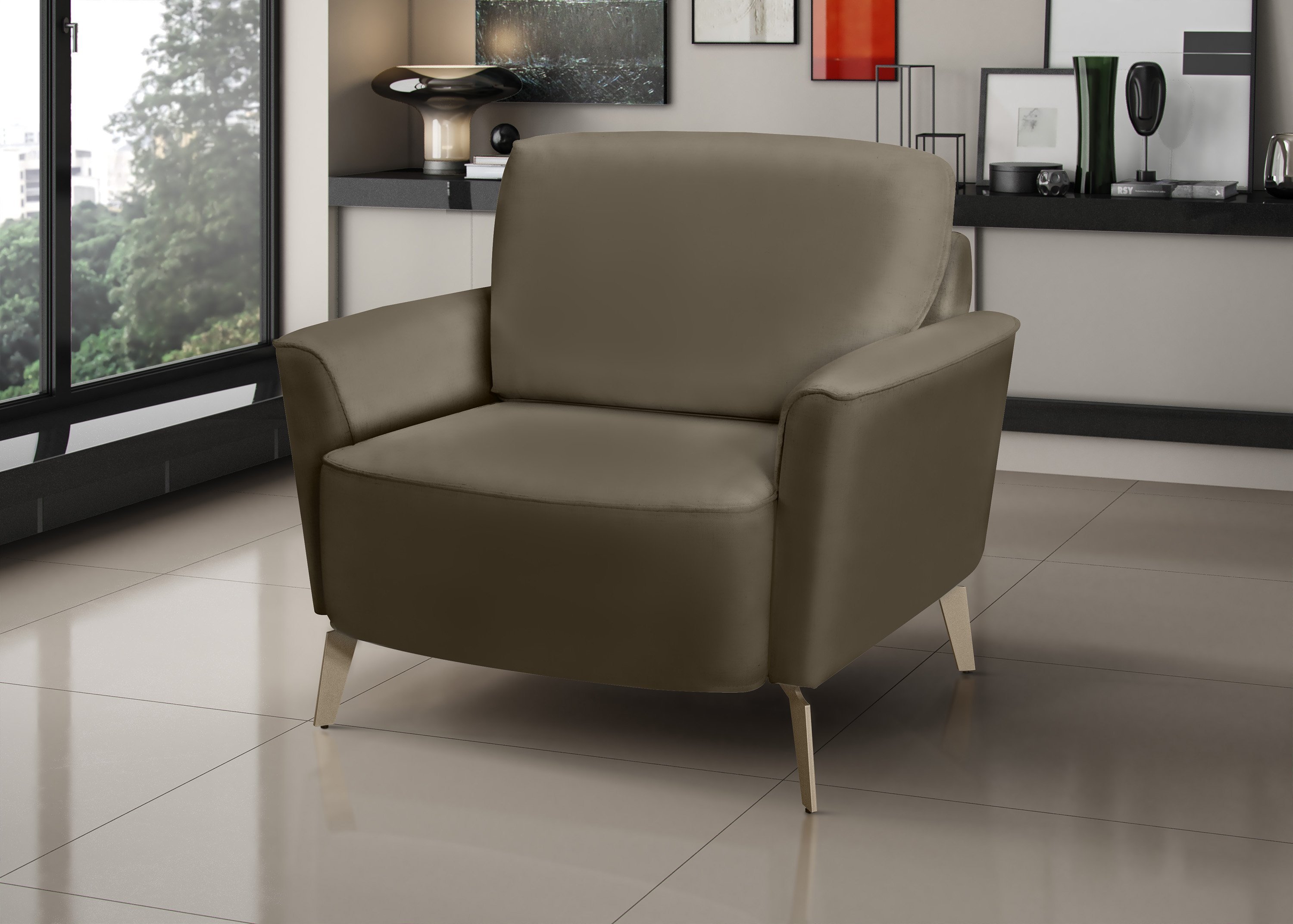 Poltrona Para Sala De Estar Star Marrom