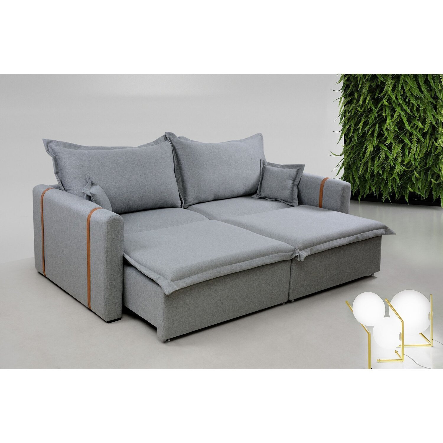 Sofá Vitória 2,64m Sem Caixa, Retrátil E Reclinável Cinza