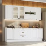 Cozinha Completa 7 Peças 100% Mdf Com Portas De Vidro Americana Branco