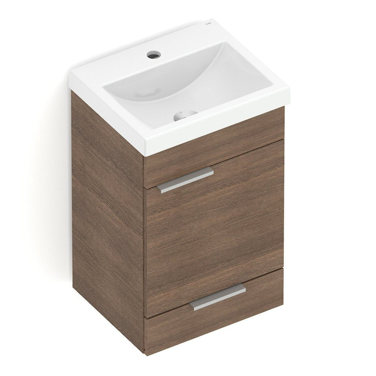 Kit Gabinete Like 1 Porta E 1 Gaveta 41x34 Com Espelho Wengue