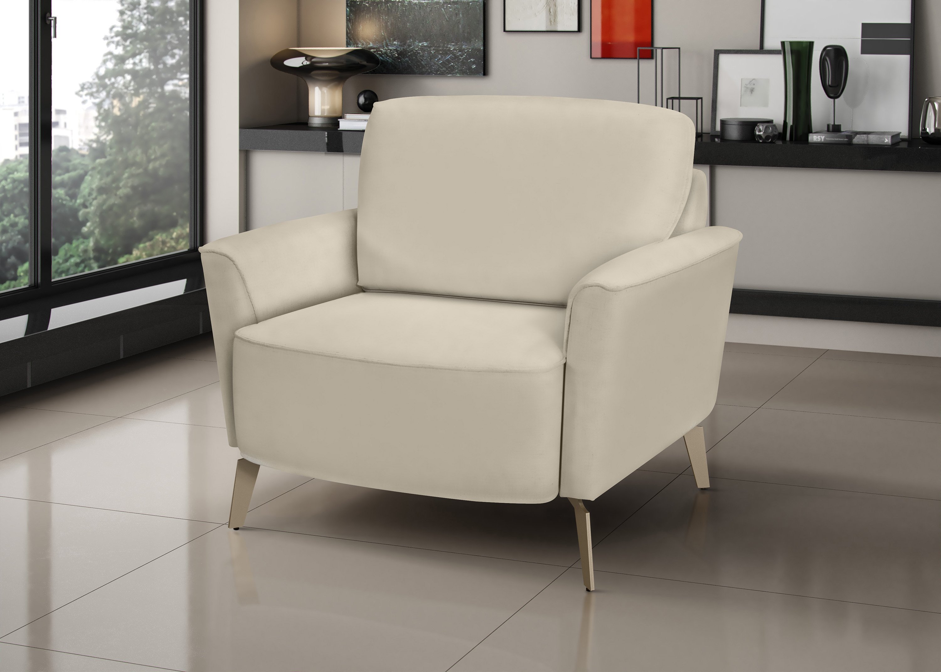 Poltrona Para Sala De Estar Star Marfin