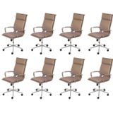 Kit 8 Cadeiras Escritorio Presidente Design Italiano Com Relax Corino 3304 Caramelo