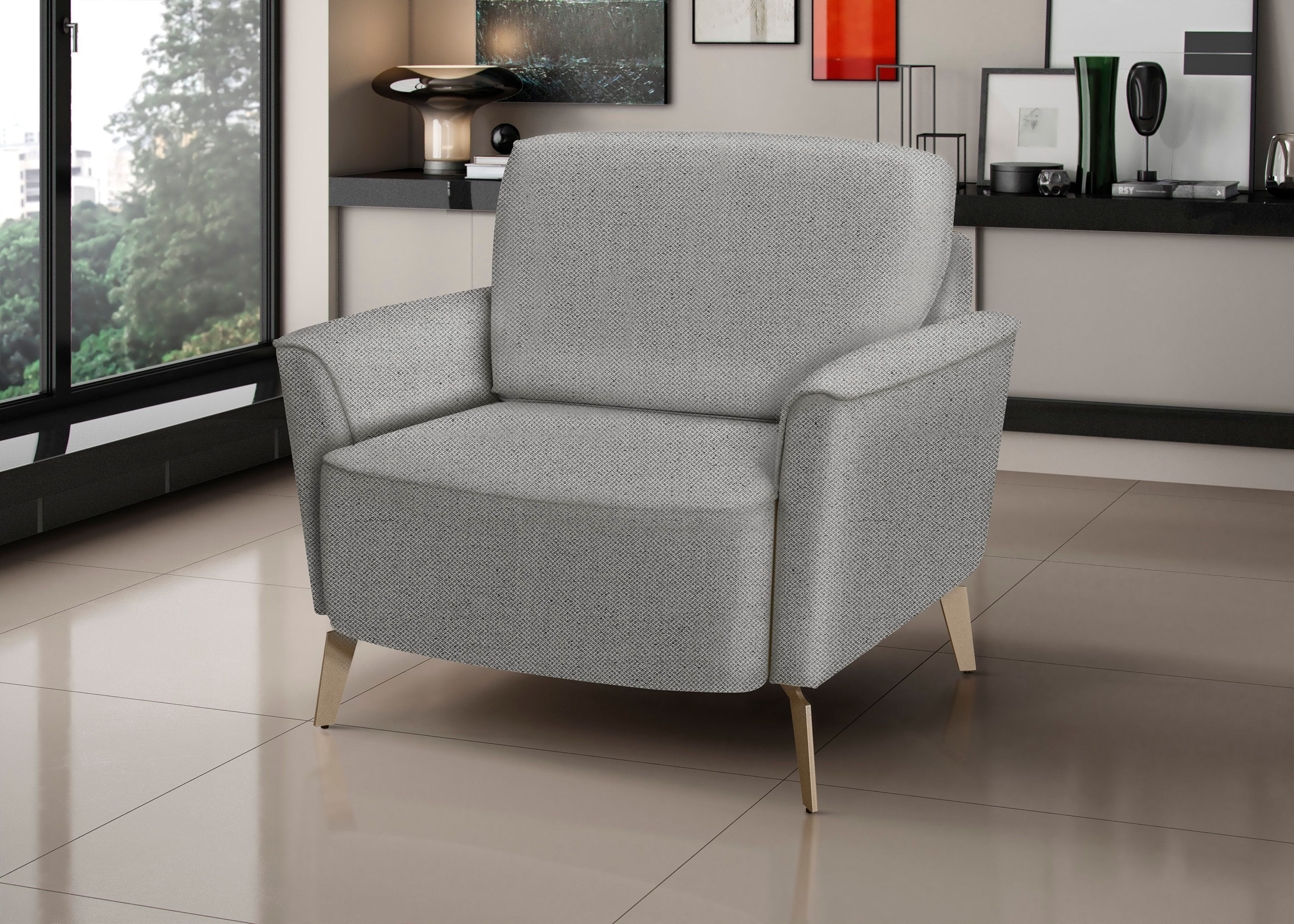 Poltrona Para Sala De Estar Star Cinza