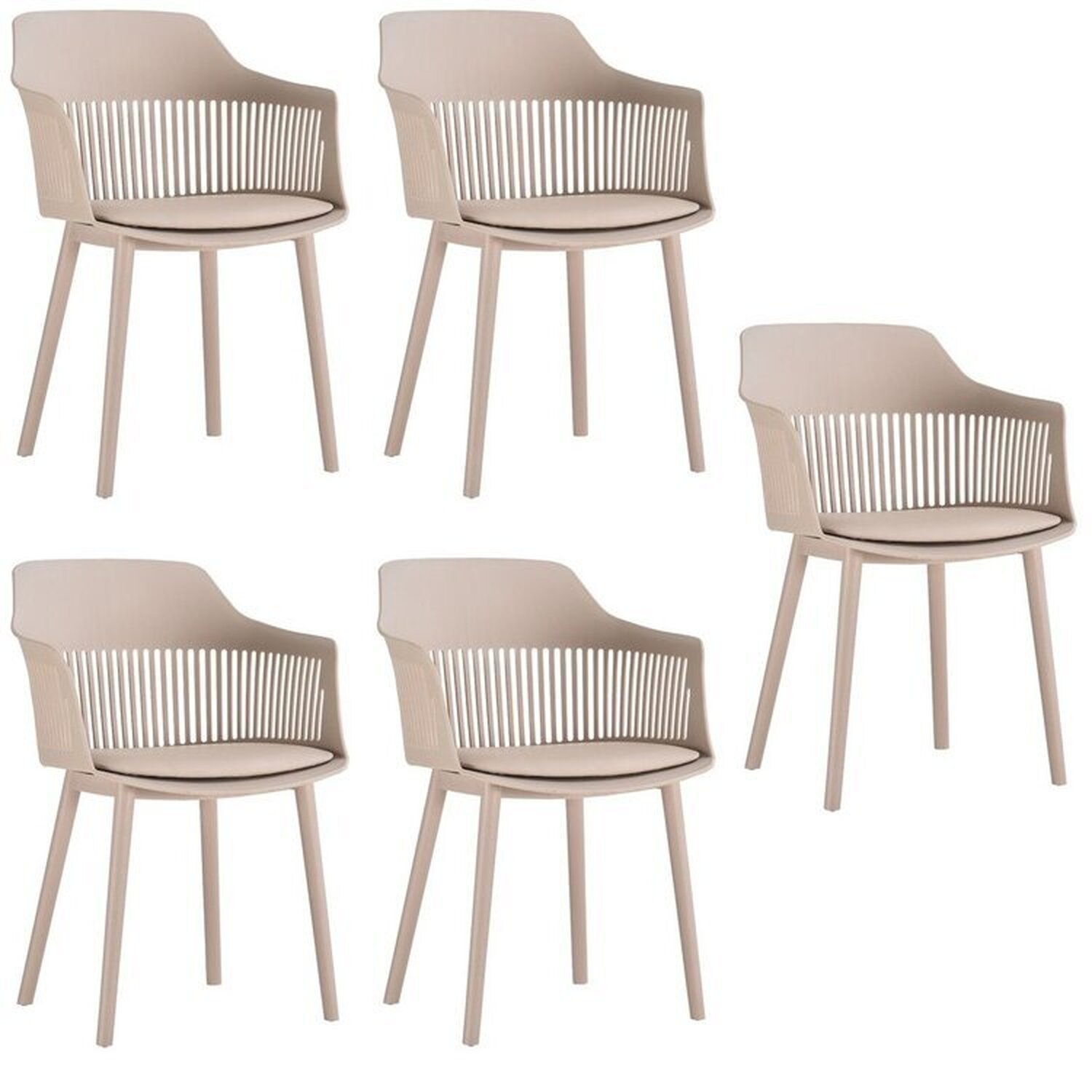 Kit Com 5 Cadeiras Para Sala De Jantar Marcela Nude