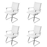 Kit 4 Cadeiras Para Escritorio Interlocutor Italiano Estofada Em Corino 3304 Branco