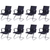 Kit 8 Cadeiras Para Escritorio Interlocutor Base Fixa Esteirinha Corino 3301 Preto