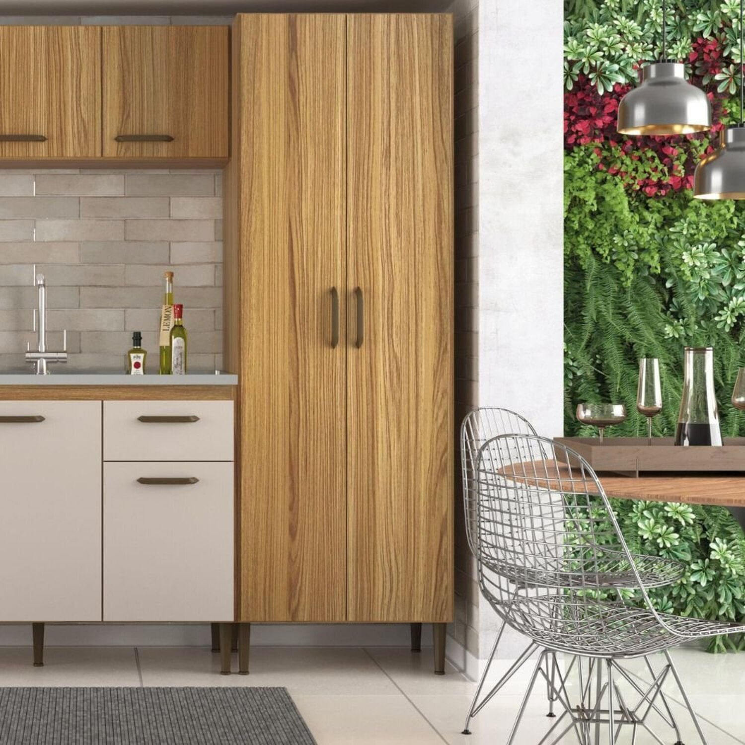 Armário Paneleiro 2 Portas 65cm Berlim Marrom