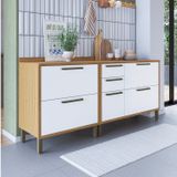 Cozinha Compacta 200cm 2 Peças 3 Portas Basculantes E 3 Gavetas 100% Mdf Vicenza Espresso Móveis Amêndoa/branco