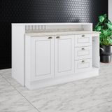 Kit Ilha Gourmet 2 Portas 3 Gavetas Com Tampo Branco
