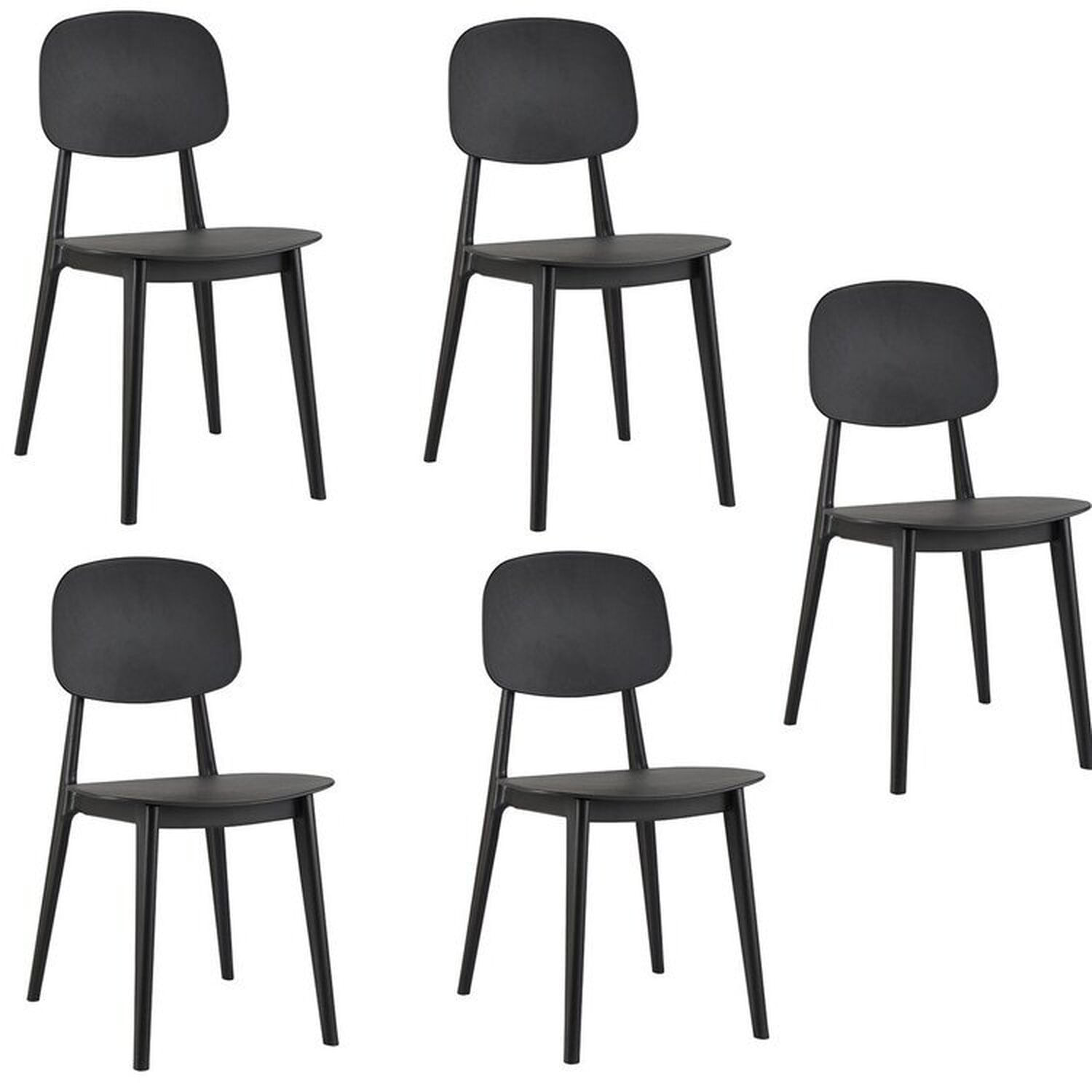 Conjunto 5 Cadeiras Cátia Polipropileno Preto